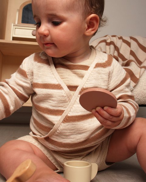 Maglia incrocio manica lunga in lino e cotone neonati - linum