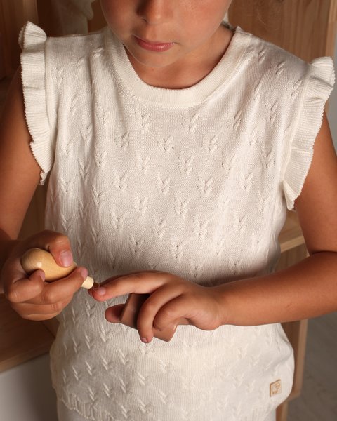 Canotta bambina in bamboo e cotone - aura traforata