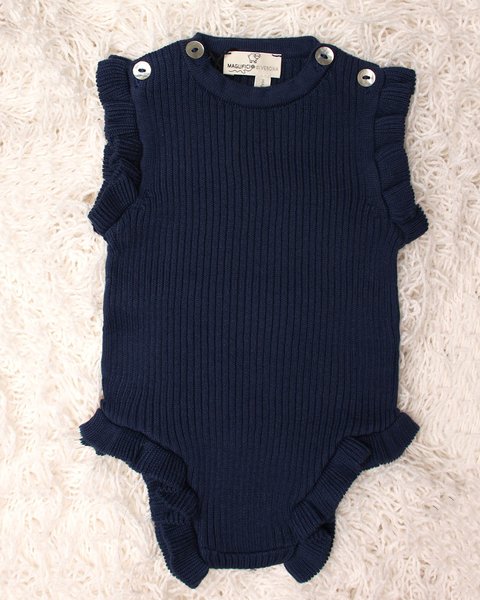 Tutina corta volant puro cotone bio neonata