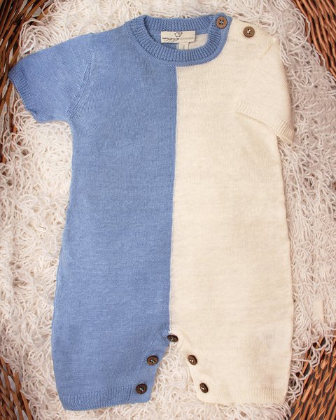 Pagliaccetto neonati in puro lino e puro cotone bicolor