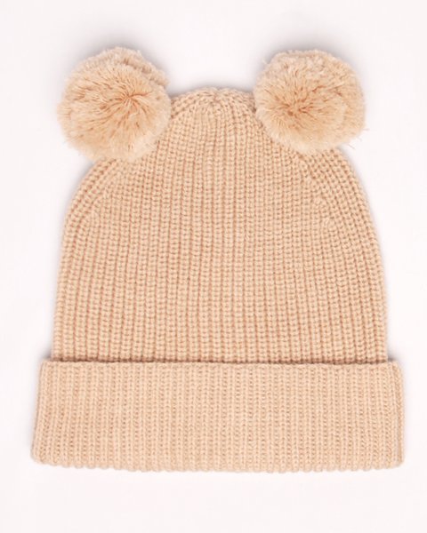 Berretto doppio pon pon pura lana merino