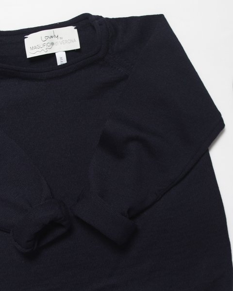 Girocollo raglan basico in pura lana merino ragazzi